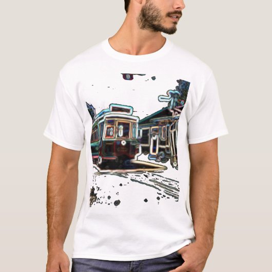 TRC Neon tram bij stn Mannen T-shirt (Voorkant)