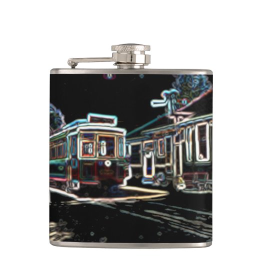 TRC Neon tram bij stn Small Wrapped Flask Heupfles (Voorkant)