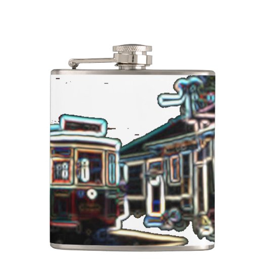 TRC Neon tram bij stn Small Wrapped Flask Heupfles (Voorkant)