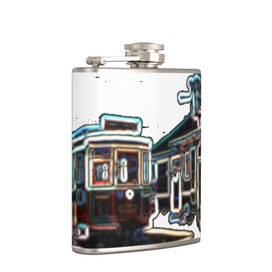 TRC Neon tram bij stn Small Wrapped Flask Heupfles (Rechts)
