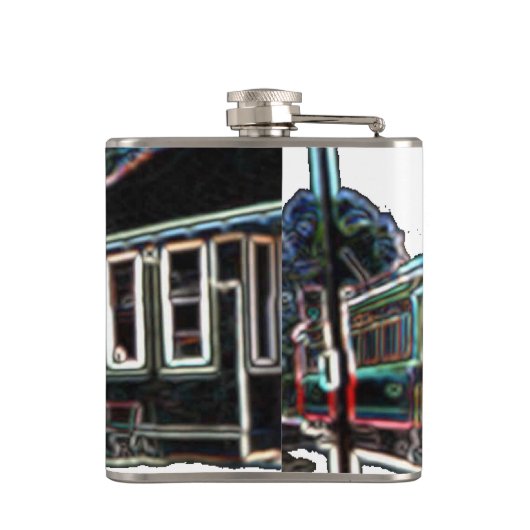 TRC Neon tram bij stn Small Wrapped Flask Heupfles (Achterkant)