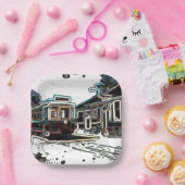 TRC Neon tram bij stn Square Paper Bord (Feest)