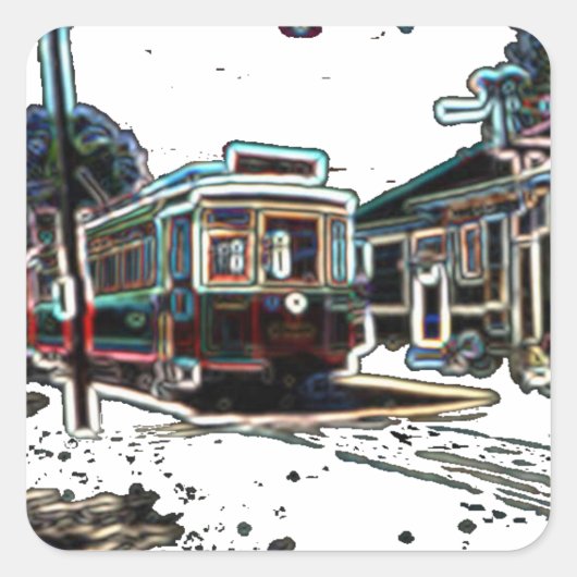 TRC Neon tram bij stn Sticker (Voorkant)