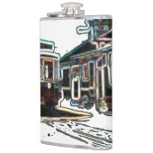 TRC Neon tram bij stn Vinyl Wrapped Flask Heupfles (Links)