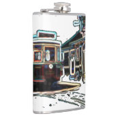 TRC Neon tram bij stn Vinyl Wrapped Flask Heupfles (Rechts)