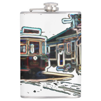 TRC Neon tram bij stn Vinyl Wrapped Flask Heupfles