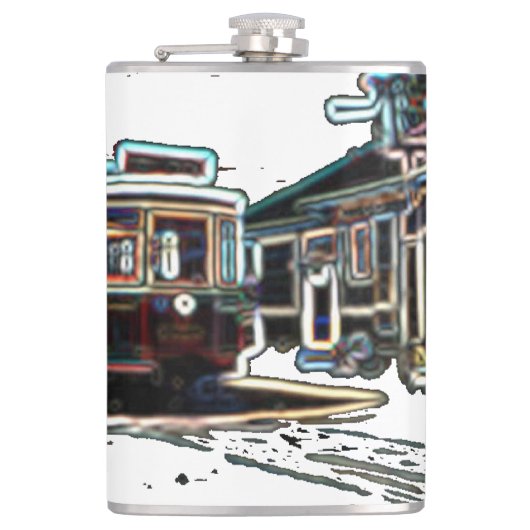 TRC Neon tram bij stn Vinyl Wrapped Flask Heupfles (Voorkant)