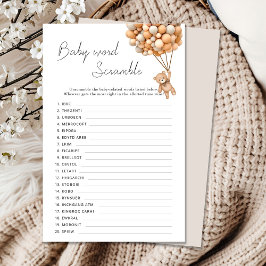 Trddy Bearly Wait Baby shower Word Scramble Game