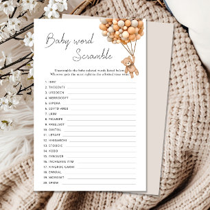 Trddy Bearly Wait Baby shower Word Scramble Game