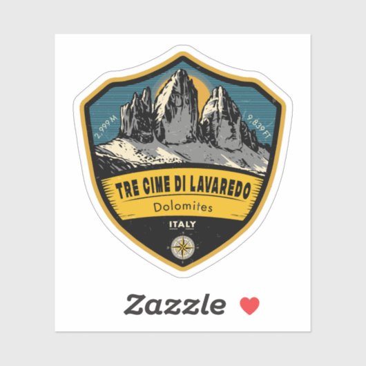 Tre Cime di Lavaredo – Dolomites, Italy Sticker (Vel)