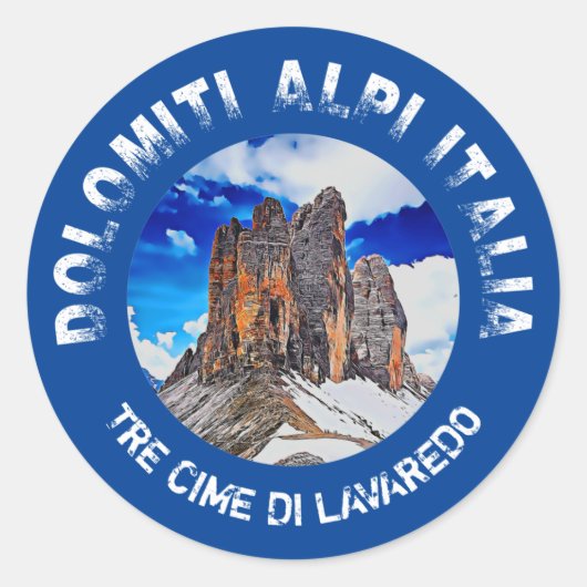 Tre Cime di Lavaredo. Dolomiti. Italia. Ronde Sticker (Voorkant)