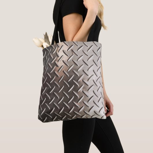 Tread Bord Metal Look All-Over Print Canvas tas (Dichtbij)