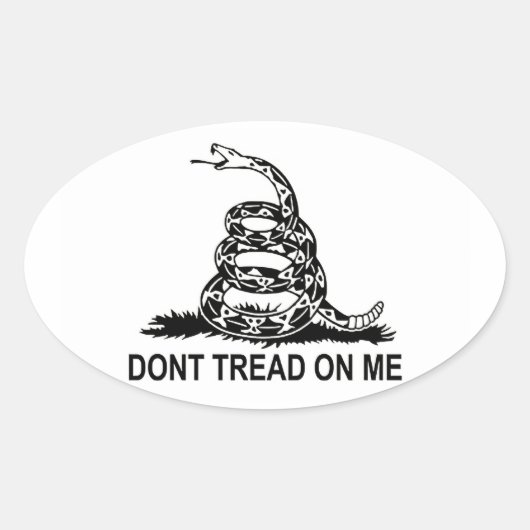 TREAD NIET OP ME Gadsden Flag OVAAL STICKER (Voorkant)