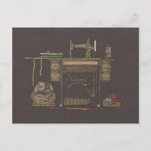 Treadle Sewing Machine & Kittens Briefkaart