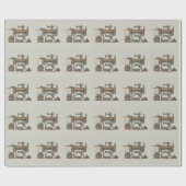 Treadle Sewing Machine & Kittens Cadeaupapier (Vlak)