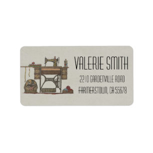 Treadle Sewing Machine & Kittens Etiket