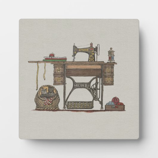 Treadle Sewing Machine & Kittens Fotoplaat (Voorkant)