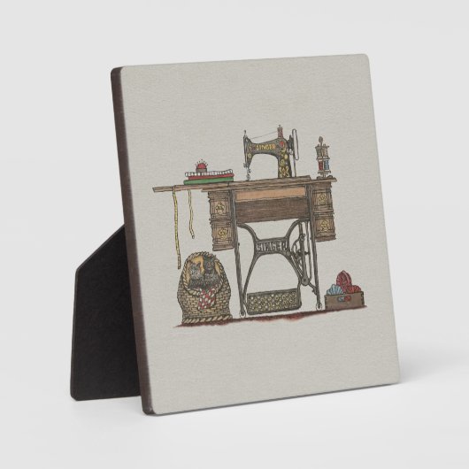 Treadle Sewing Machine & Kittens Fotoplaat (Voorkant)