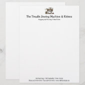 Treadle Sewing Machine & Kittens Gepersonaliseerd Briefhoofd (Voorkant / Achterkant)