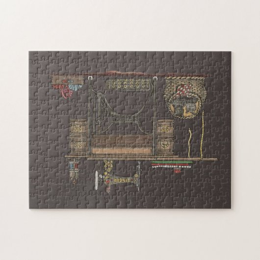 Treadle Sewing Machine & Kittens Legpuzzel (Horizontaal)