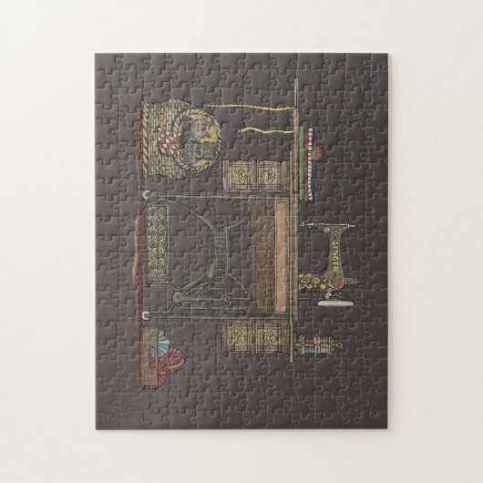 Treadle Sewing Machine & Kittens Legpuzzel (Verticaal)