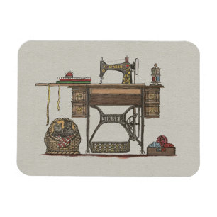 Treadle Sewing Machine & Kittens Magneet