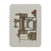 Treadle Sewing Machine & Kittens Magneet (Verticaal)