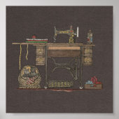 Treadle Sewing Machine & Kittens Poster (Voorkant)