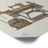 Treadle Sewing Machine & Kittens Poster (Hoek)