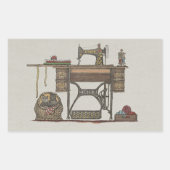 Treadle Sewing Machine & Kittens Rechthoekige Sticker (Voorkant)