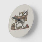 Treadle Sewing Machine & Kittens Ronde Klok (Hoek)