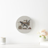 Treadle Sewing Machine & Kittens Ronde Klok (Huis)