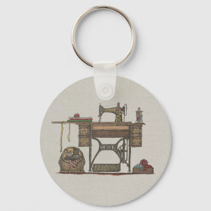 Treadle Sewing Machine & Kittens Sleutelhanger