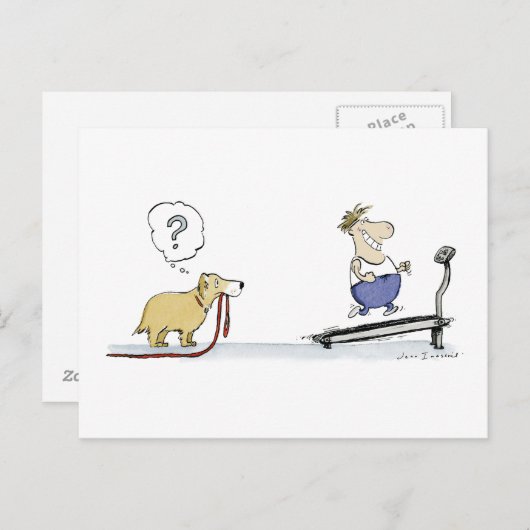 Treadmill Cartoon Briefkaart (Voorkant / Achterkant)