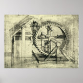 Treadmill Powered Crossbow door Leonardo da Vinci Poster (Voorkant)