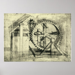 Treadmill Powered Crossbow door Leonardo da Vinci Poster