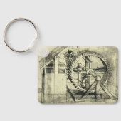 Treadmill Powered Crossbow door Leonardo da Vinci Sleutelhanger (Achterkant)