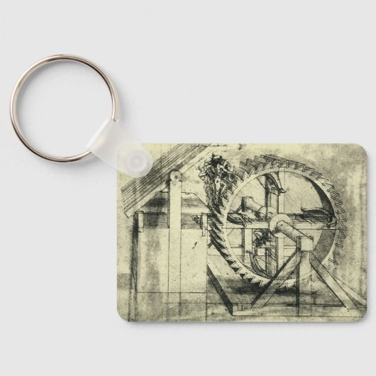 Treadmill Powered Crossbow door Leonardo da Vinci Sleutelhanger (Achterkant)