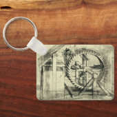 Treadmill Powered Crossbow door Leonardo da Vinci Sleutelhanger (Achterkant)