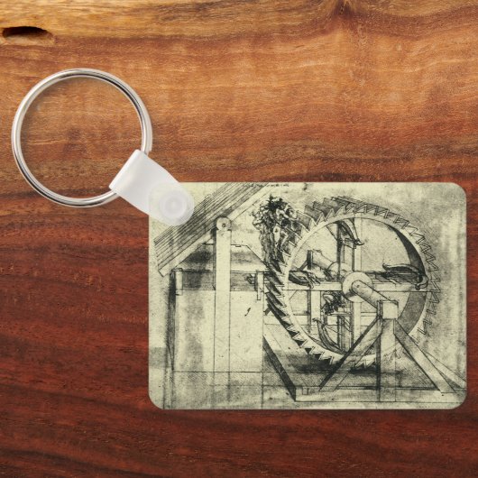 Treadmill Powered Crossbow door Leonardo da Vinci Sleutelhanger (Achterkant)