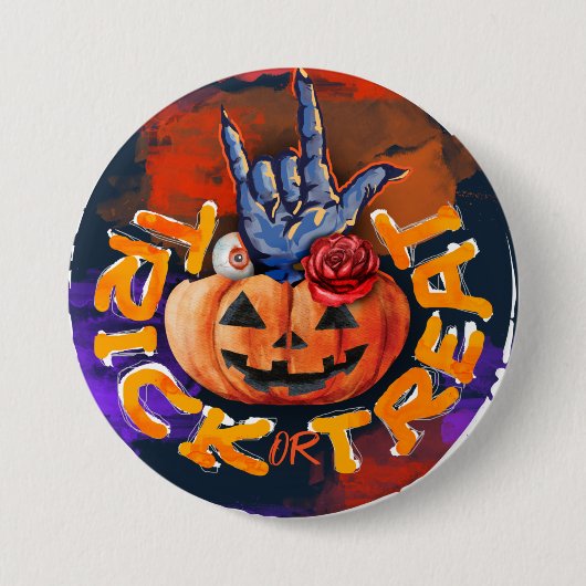 Treak of Treat Scary Halloween Pumpkin Ronde Button 7,6 Cm (Voorkant)