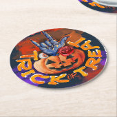 Treak of Treat Scary Halloween Pumpkin Ronde Kartonnen Onderzetter (Gebogen)