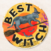 Treak of Treat Scary Halloween Pumpkin Ronde Kartonnen Onderzetter (Voorkant)