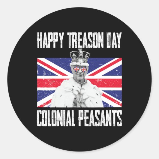 Treasday koning Charles III Britse grappige 4e van Ronde Sticker (Voorkant)