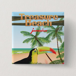 Treasure Beach Jamaica reisposter Vierkante Button 5,1 Cm