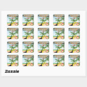 Treasure Beach Jamaica reisposter Vierkante Sticker (Vel)