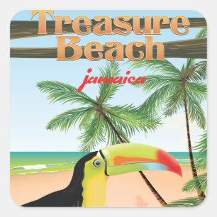 Treasure Beach Jamaica reisposter Vierkante Sticker