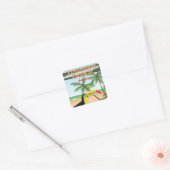 Treasure Beach Jamaica reisposter Vierkante Sticker (Envelop)