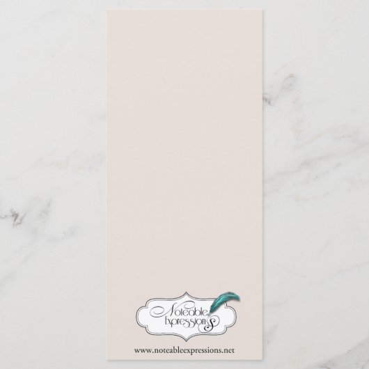 Treasure by the Zee Bruiloft Menu (Achterkant)