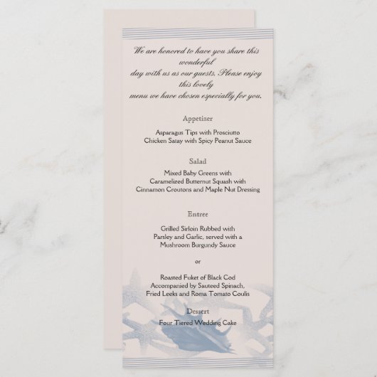 Treasure by the Zee Bruiloft Menu (Voorkant / Achterkant)